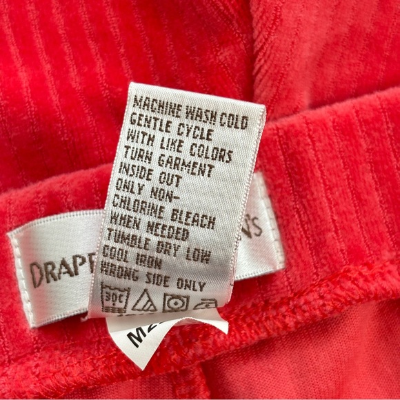 Drapers & Damons XL Coral Lounge Set Velour Gold Button Front Top Elastic Pants - Picture 13 of 16